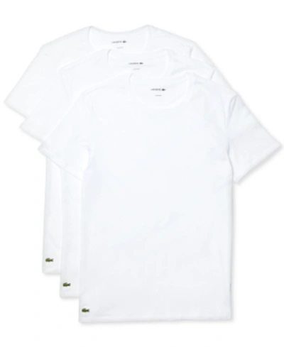 Lacoste Men Essentials 3 Pk Regular Fit Crew Neck T-shirt Base Layer Top In White In White