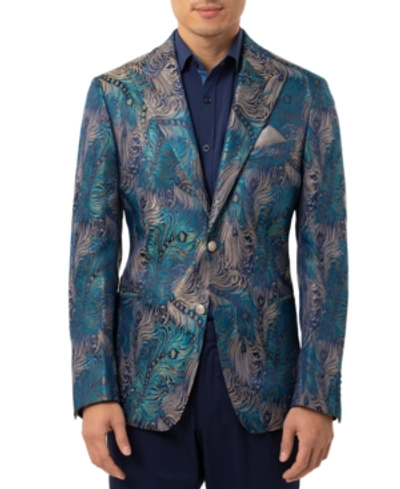 Shop Tallia Men's Vigaro Printed Jacket In Peacock Blue