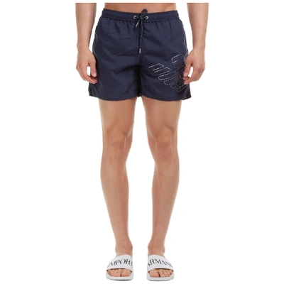 Shop Emporio Armani Baby Bear Crop Swimming Trunks In Navy Blue