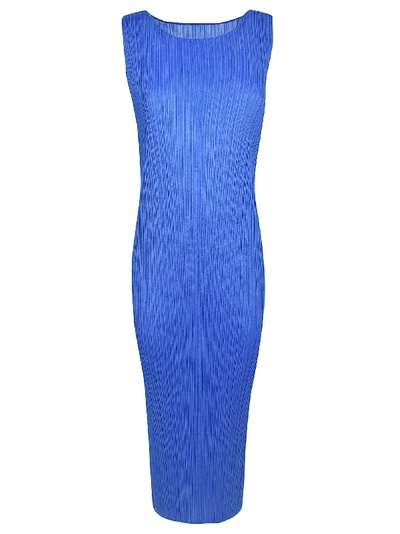 Shop Issey Miyake Pleats Please  Pleated Sleeveless Dress In Bluette