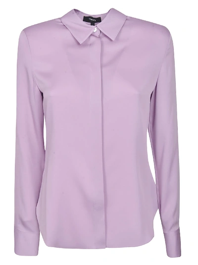 Shop Theory Long-sleeved Shirt In Bright Lilac