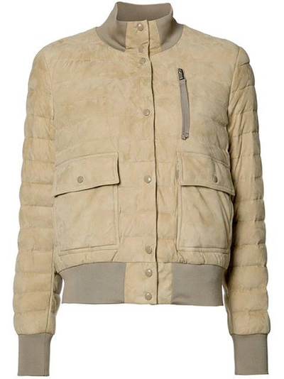 Shop Moncler Beige Quilted Sile Jacket