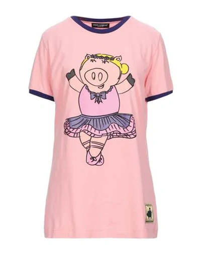 Shop Dolce & Gabbana Woman T-shirt Pink Size 4 Cotton, Elastane