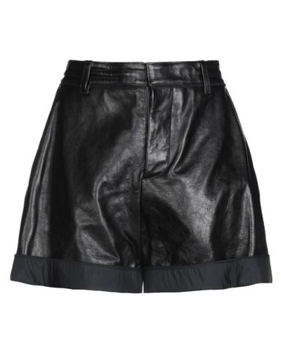 Shop Dsquared2 Woman Shorts & Bermuda Shorts Black Size 6 Ovine Leather
