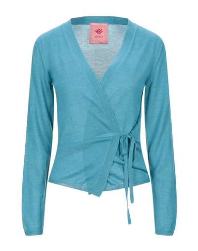 Shop Alyki Cardigan In Turquoise