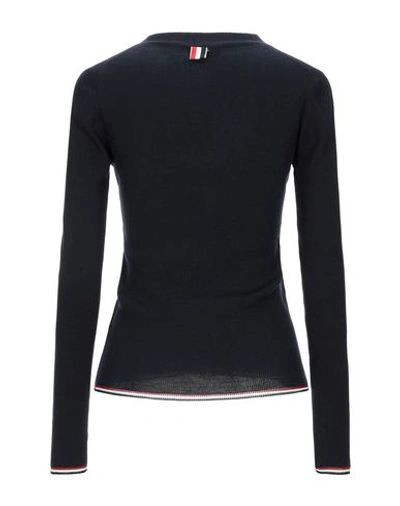 Shop Thom Browne Woman Cardigan Midnight Blue Size 6 Wool, Viscose