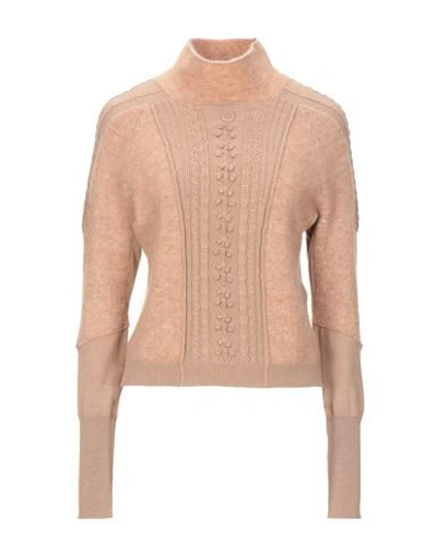 Shop High By Claire Campbell Turtlenecks In Camel