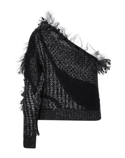 Shop Alberta Ferretti Woman Sweater Black Size 8 Polyester, Polyamide, Mohair Wool, Virgin Wool, Viscose