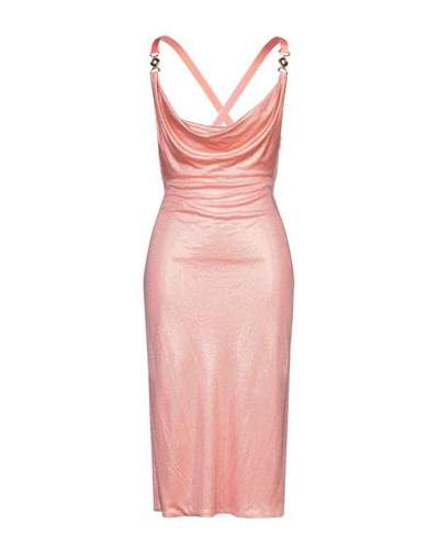 Shop Versace Midi Dresses In Salmon Pink