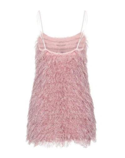 Laneus Fluffy Feather Mini Dress In Pink