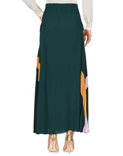 Shop Iceberg Woman Maxi Skirt Dark Green Size 6 Acetate, Silk