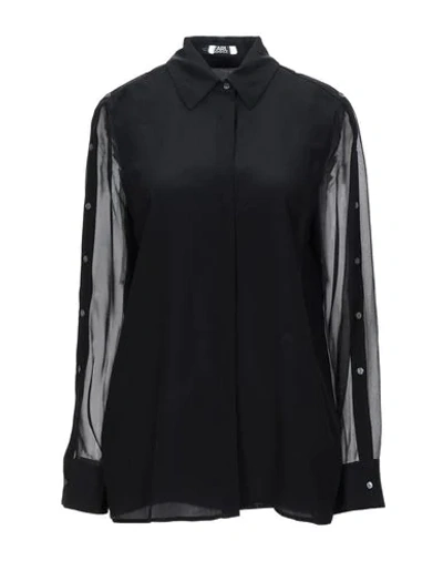 Shop Karl Lagerfeld Silk Shirts & Blouses In Black