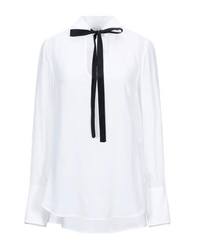 Dondup White Blouse With Black Ribbon | ModeSens