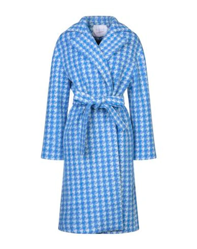 Shop Giada Benincasa Woman Coat Blue Size L Virgin Wool, Viscose, Polyamide, Cashmere