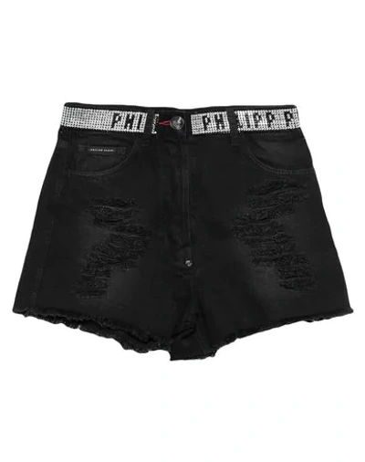 Philipp Plein Denim Shorts In Black