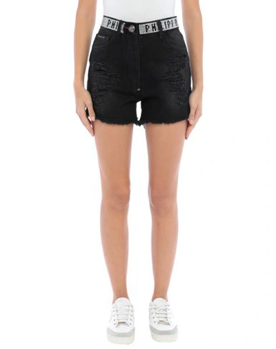 Philipp Plein Denim Shorts In Black