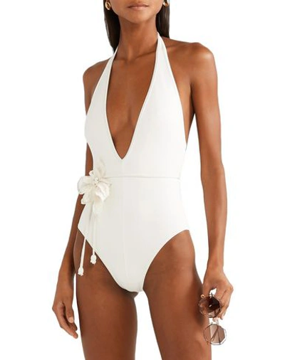 Shop Zimmermann One-piece Swimsuits In Ivory