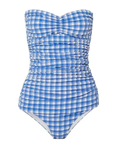Shop Ganni One-piece Swimsuits In Blue