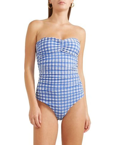 Shop Ganni One-piece Swimsuits In Blue