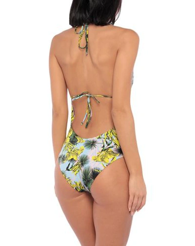 Shop Versace One-piece Swimsuits In Yellow