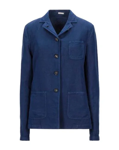 Shop Massimo Alba Woman Blazer Midnight Blue Size S Linen, Cotton