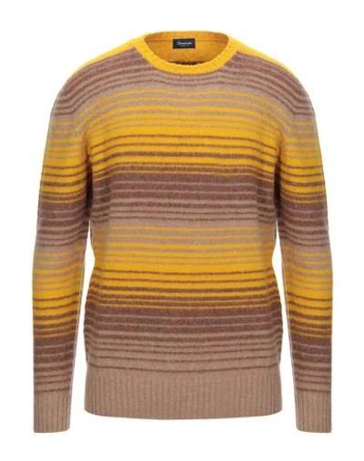 Shop Drumohr Man Sweater Yellow Size 36 Lambswool