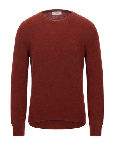 Shop Original Vintage Style Man Sweater Rust Size S Alpaca Wool, Polyamide, Virgin Wool In Red