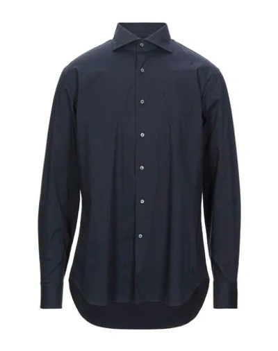 Shop Alessandro Gherardi Man Shirt Midnight Blue Size 16 Cotton, Polyamide, Elastane