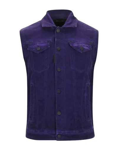 Shop Dsquared2 Man Denim Outerwear Purple Size 38 Cotton, Elastane