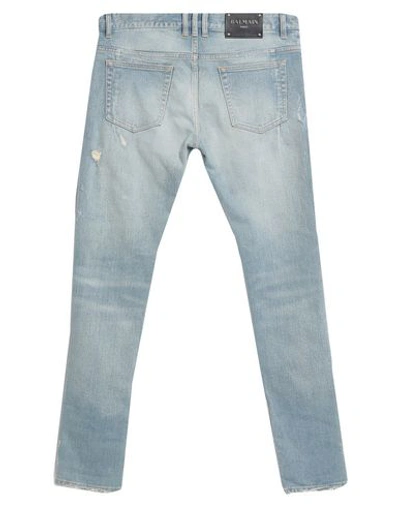 Shop Balmain Man Jeans Blue Size 33 Cotton, Polyurethane