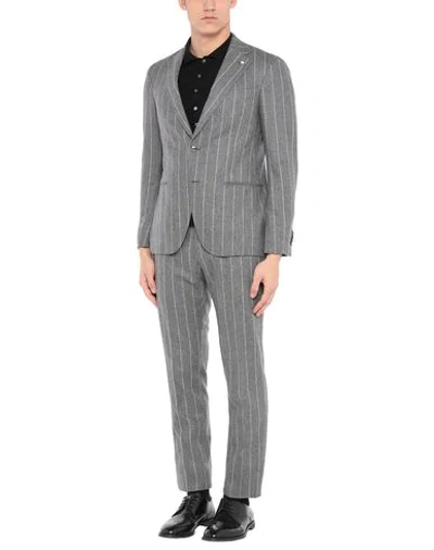 Shop Luigi Bianchi Mantova Suits In Grey