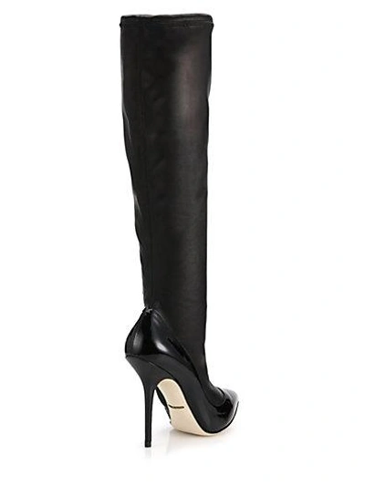 Shop Dolce & Gabbana Leather & Patent Knee-high Boots In Black