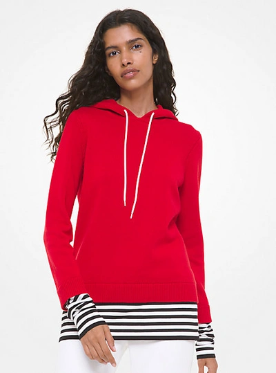 Shop Michael Kors Layered Cashmere Hoodie In Red