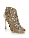 SERGIO ROSSI Tresor Swarovski Cage Suede Sandals