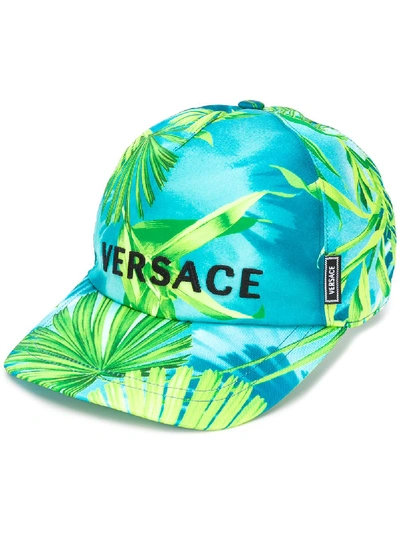 Shop Versace Jungle Print Baseball Cap In Green ,blue