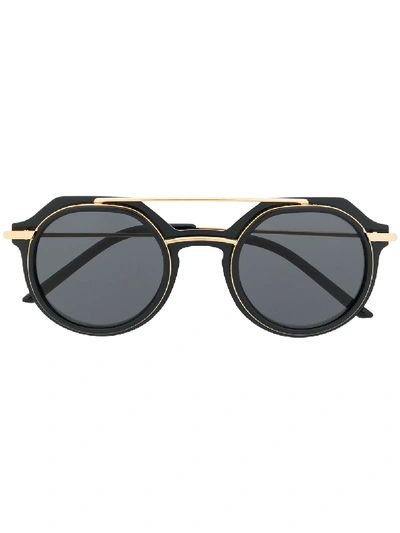 Shop Dolce & Gabbana Slim Round-frame Sunglasses In Black