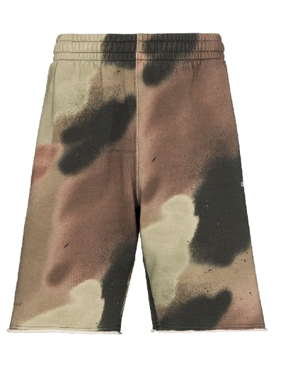 Shop Off-white Sprayed Arrows Camouflage Track Shorts In Green