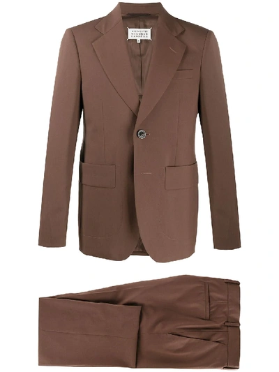 Shop Maison Margiela Single-breasted Two-piece Suit In Brown