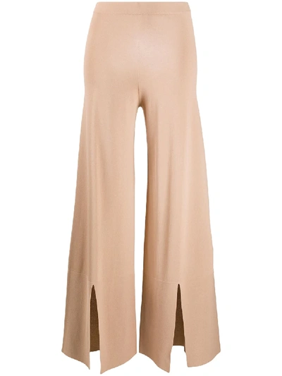 Shop D-exterior High-waisted Slit Trousers In Brown