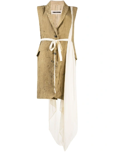 Shop Uma Wang Sleeveless Belted Coat In Brown