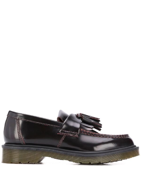 dr martens adrian tassel loafers in burgundy