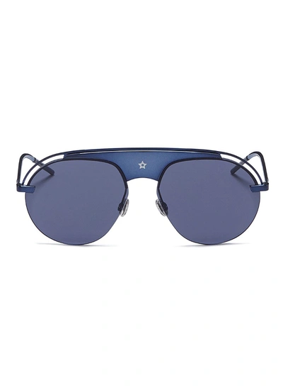 Shop Dior 'dio(r)evolution' Acetate Top Bar Metal Aviator Sunglasses In Blue
