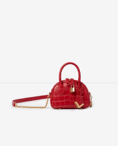 THE KOOPLES RED CROCODILE-PRINT NANO BAG IRINA BY THE KOOPLES 