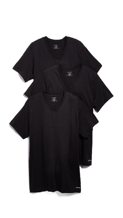 Shop Calvin Klein Underwear 3 Pack Classic Regular Fit V-neck Tee In Black