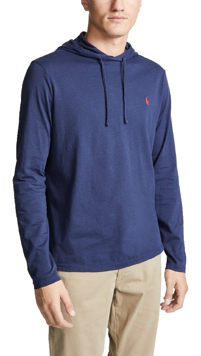Shop Polo Ralph Lauren Long Sleeve Hooded Tee Shirt Navy