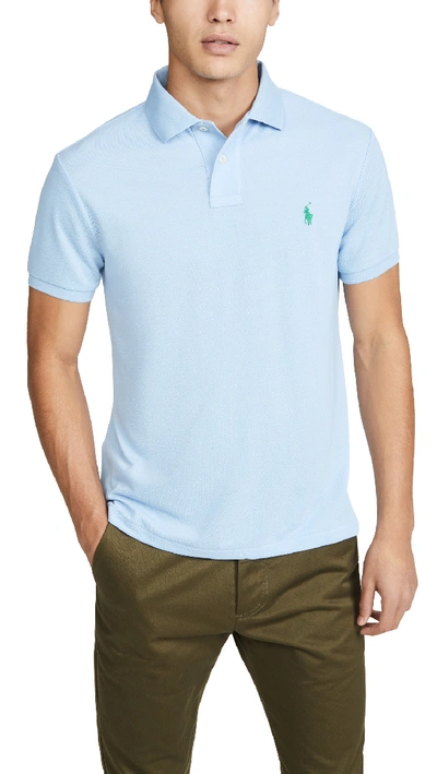 Shop Polo Ralph Lauren Sustainable Mesh Earth Polo In Baby Blue