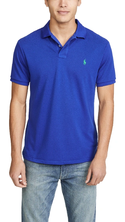 Shop Polo Ralph Lauren Sustainable Mesh Earth Polo In Sapphire Star