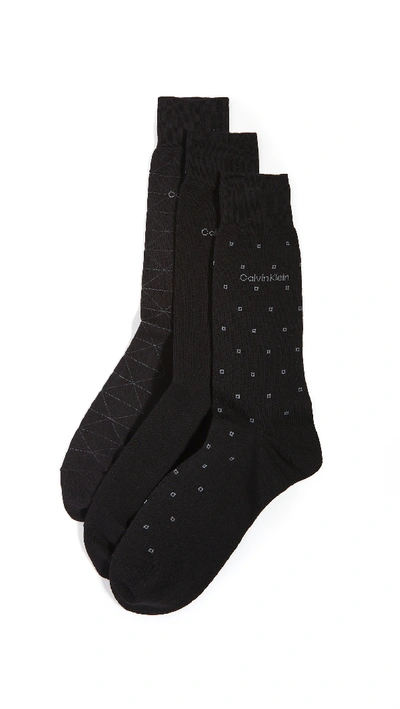 Shop Calvin Klein Underwear 3 Pack Pattern Cotton Dress Socks In Black