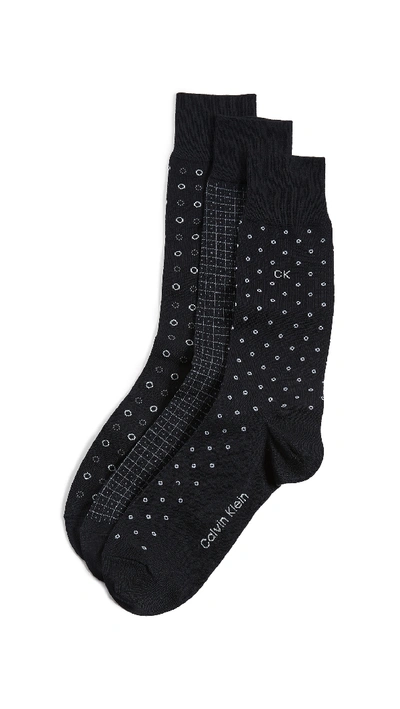 Shop Calvin Klein Underwear 3 Pack Multi Print Crew Socks In Black