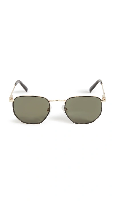Shop Le Specs Alto Sunglasses In Gold/black Khaki